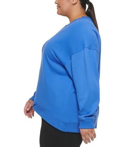 Plus Size Dropped-Shoulder Sweatshirt Blue Wave $17.03 Sweatshirts