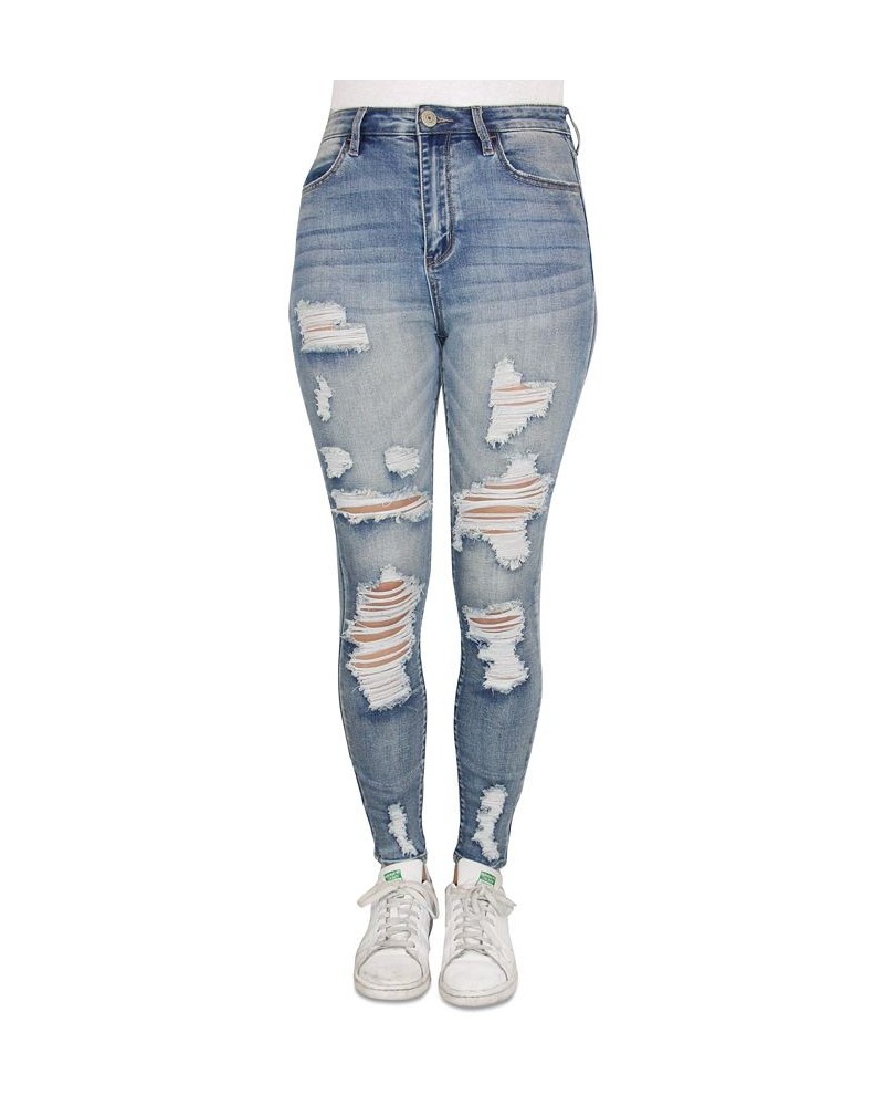 Juniors' Ripped Faded Skinny Jeans Light Wash $14.50 Jeans