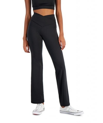 Women's Flared Cross-Dyed Full Length Leggings Deep Black $9.46 Pants