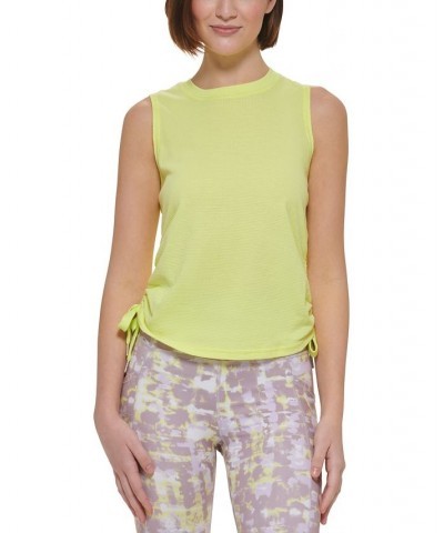 Calvin Klein Women's Sport Ruched Side Tie Tank Top Yellow $16.66 Tops