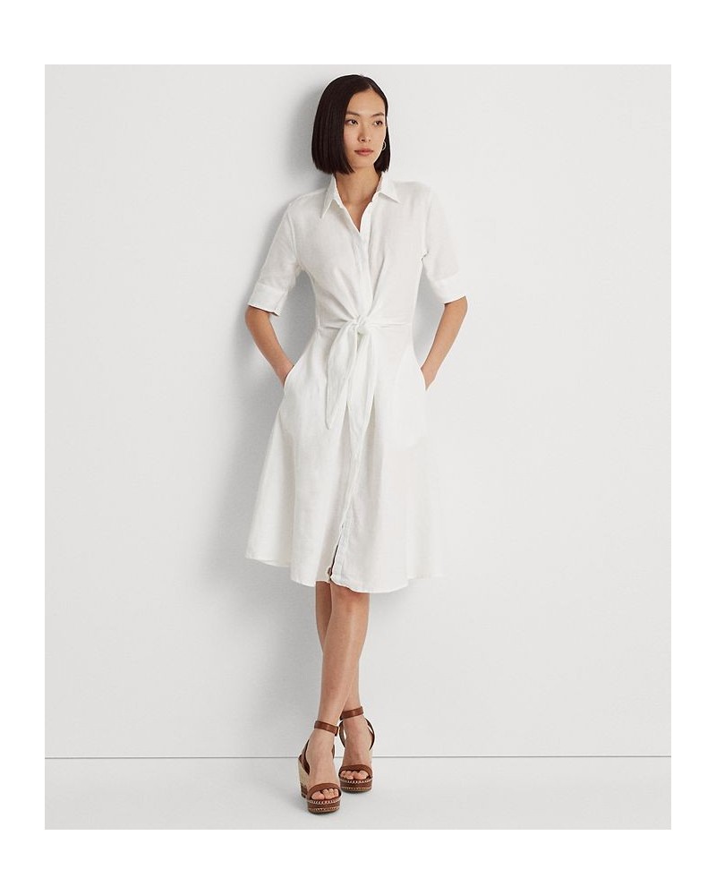 Linen Fit & Flare Shirtdress Regular & Petite White $85.80 Dresses