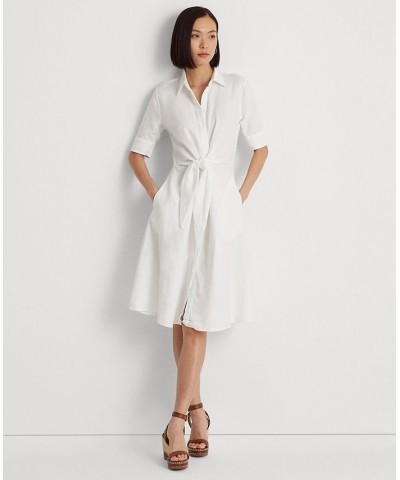 Linen Fit & Flare Shirtdress Regular & Petite White $85.80 Dresses