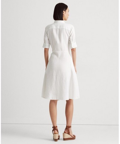 Linen Fit & Flare Shirtdress Regular & Petite White $85.80 Dresses