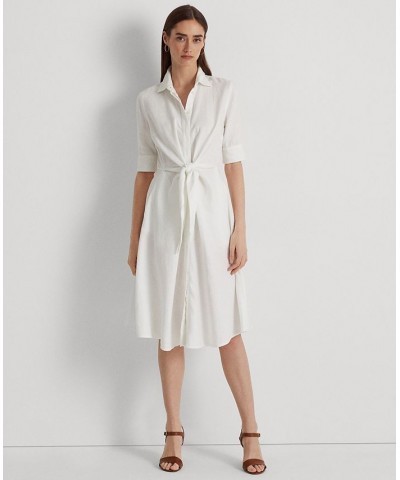 Linen Fit & Flare Shirtdress Regular & Petite White $85.80 Dresses