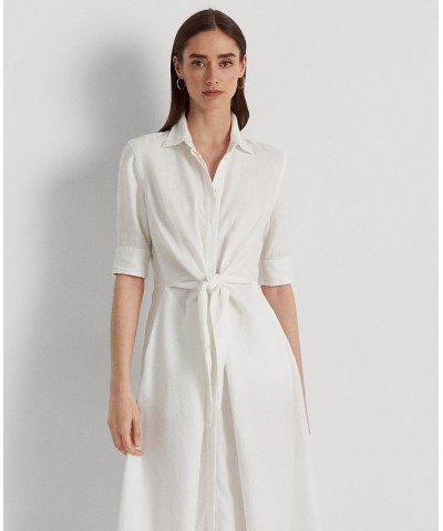 Linen Fit & Flare Shirtdress Regular & Petite White $85.80 Dresses