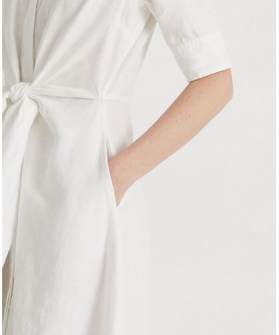 Linen Fit & Flare Shirtdress Regular & Petite White $85.80 Dresses