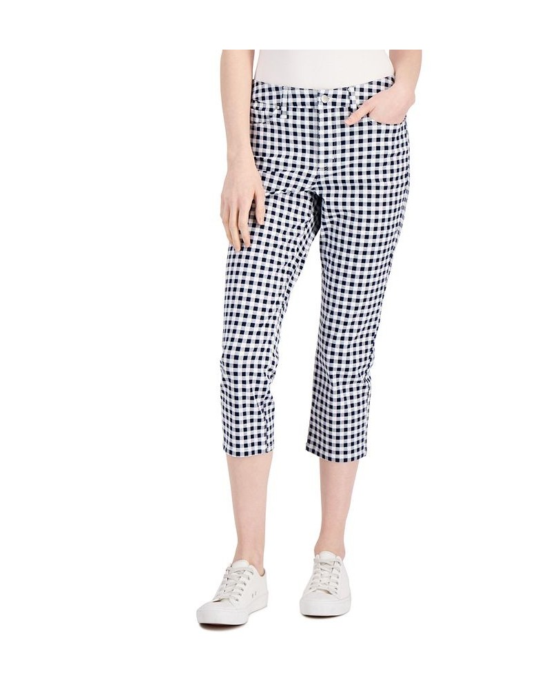 Petite Printed Bristol Capri Jeans Intrepid Blue Gingham $13.99 Jeans