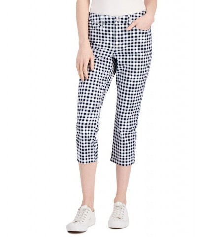 Petite Printed Bristol Capri Jeans Intrepid Blue Gingham $13.99 Jeans