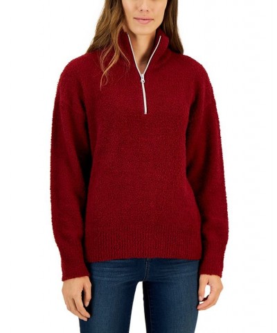 Women's Mock-Neck Quarter-Zip Sweater Scarlet Crush $15.98 Sweaters