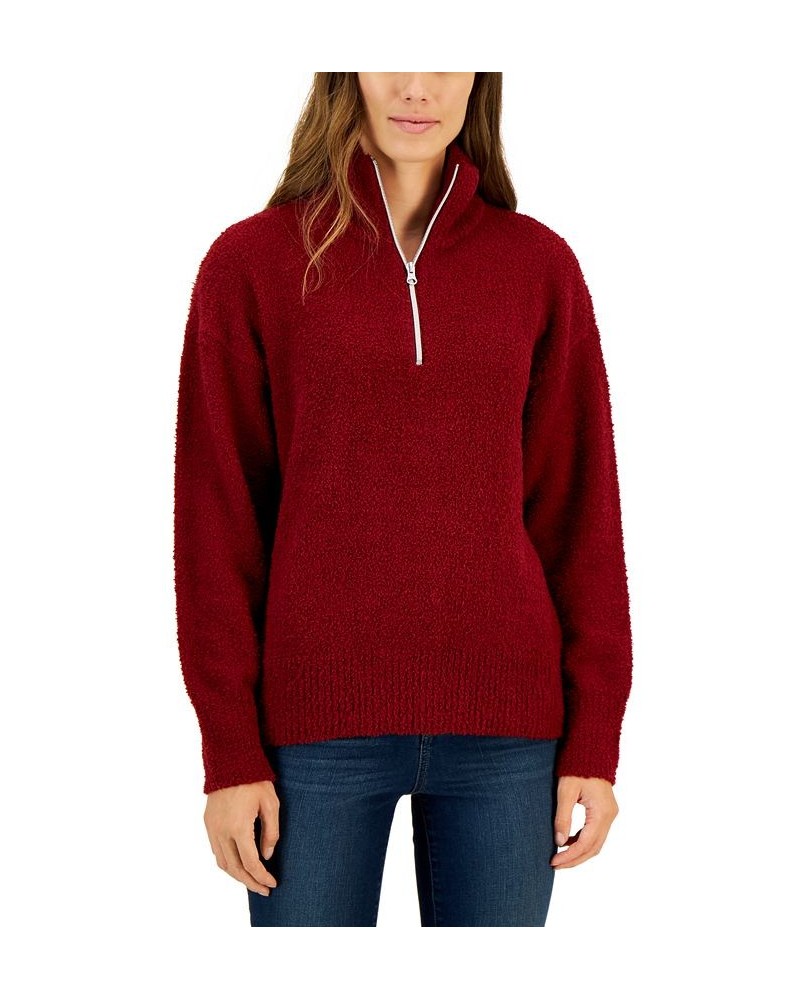 Women's Mock-Neck Quarter-Zip Sweater Scarlet Crush $15.98 Sweaters