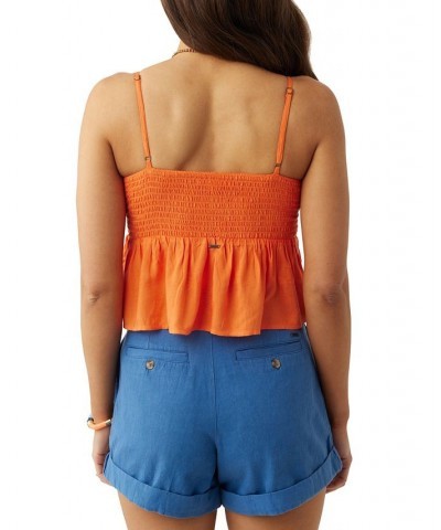 Juniors' Florentina Smocked Cropped Peplum Tank Firecracker $28.71 Tops