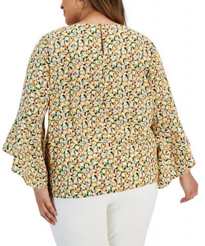 Plus Size Printed Ruffle-Sleeve Blouse Papaya Multi $36.49 Tops