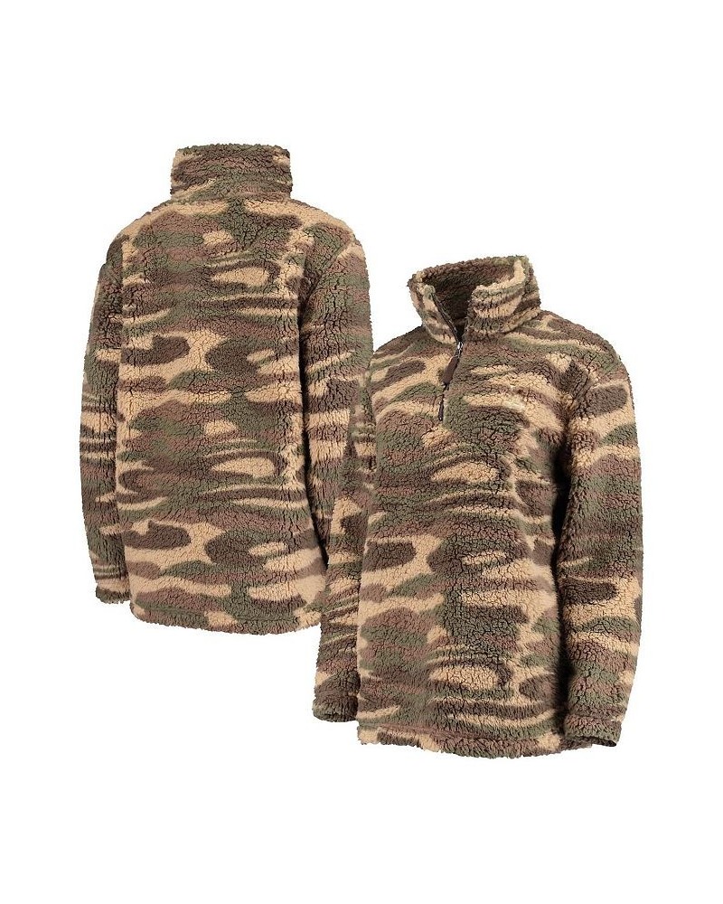 Women's Camo Los Angeles Dodgers Sherpa Quarter-Zip Jacket Camo $38.40 Jackets