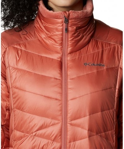 Women's Joy Peak Plush Novelty Puffer Jacket Red $39.96 Jackets