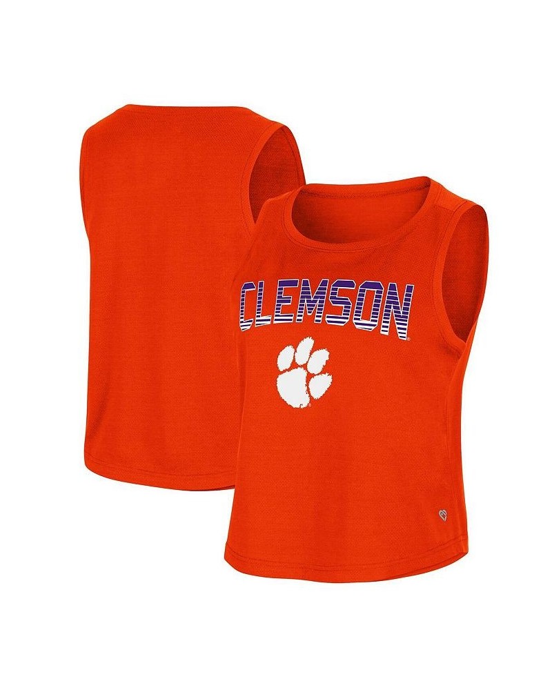 Women's Orange Clemson Tigers Hang Ten Scoop Neck Cropped Tank Top Orange $14.35 Tops