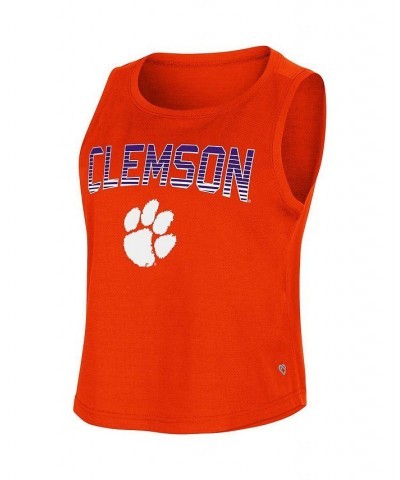 Women's Orange Clemson Tigers Hang Ten Scoop Neck Cropped Tank Top Orange $14.35 Tops