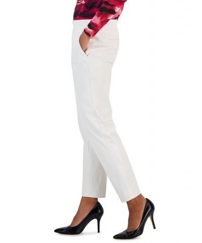 Women's Faux-Leather Pull-On Cinched-Waist Slim Ankle Pants Anne White $36.09 Pants