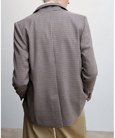 Women's Long Sleeve Wrap Check Blazer Brown $47.30 Jackets