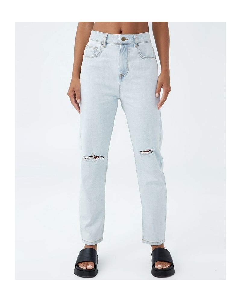 Women's Mom Denim Jeans Marine Blue Rip $35.39 Jeans