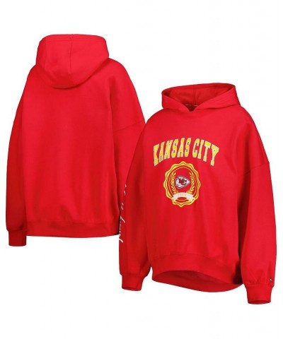 Women's Red Kansas City Chiefs Becca Drop Shoulder Pullover Hoodie Red $53.99 Sweatshirts