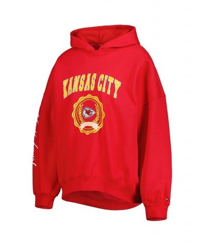 Women's Red Kansas City Chiefs Becca Drop Shoulder Pullover Hoodie Red $53.99 Sweatshirts