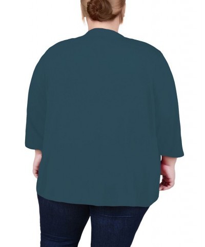 Plus Size Draped Open-Front Cardigan Moroccan Blue $11.32 Sweaters