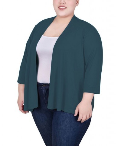 Plus Size Draped Open-Front Cardigan Moroccan Blue $11.32 Sweaters