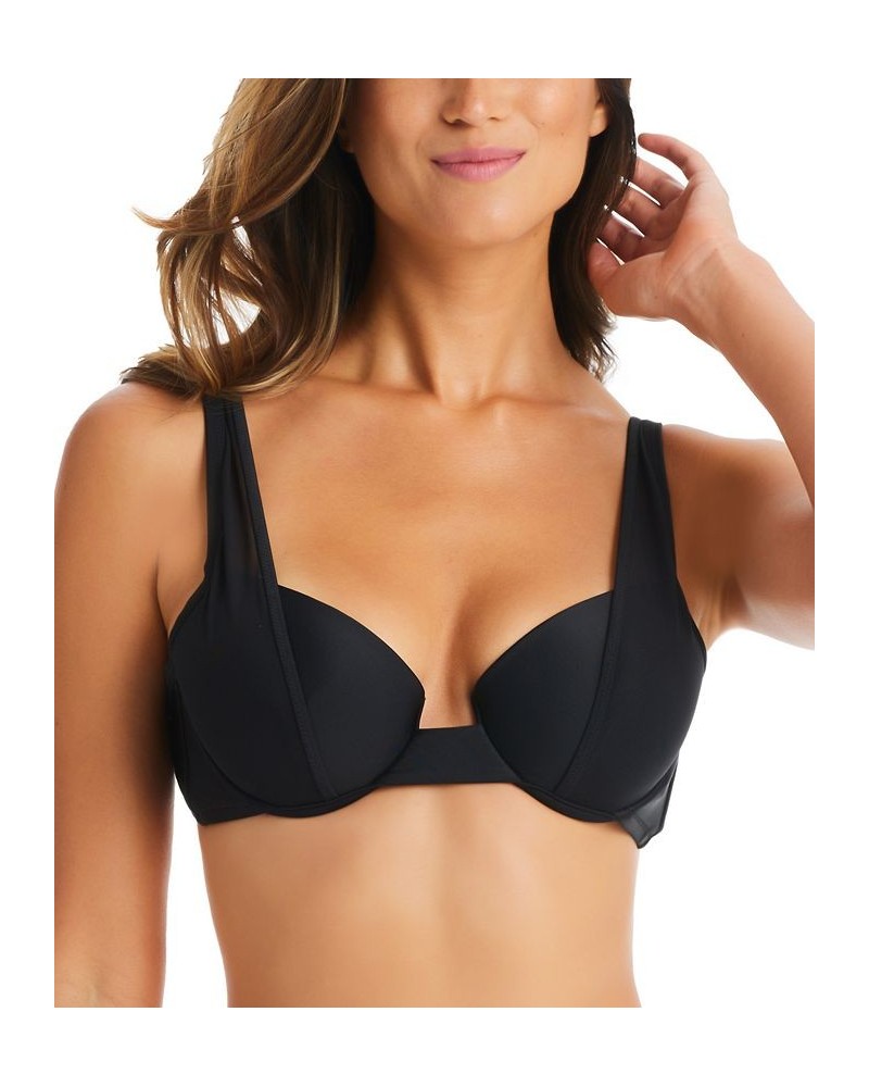 Natural Beauty Mesh Strap Sling Balconette Swim Top Black $29.58 Swimsuits