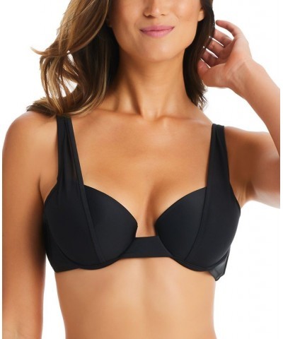 Natural Beauty Mesh Strap Sling Balconette Swim Top Black $29.58 Swimsuits