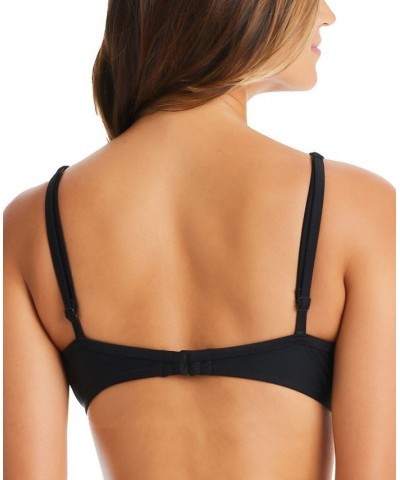 Natural Beauty Mesh Strap Sling Balconette Swim Top Black $29.58 Swimsuits