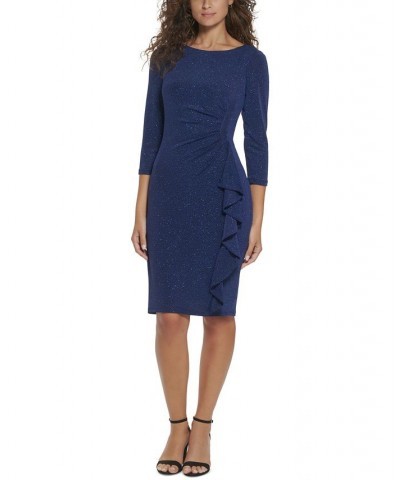 Women's Boat-Neck 3/4-Sleeve Sheath Dress Navy $37.92 Dresses