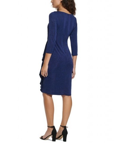 Women's Boat-Neck 3/4-Sleeve Sheath Dress Navy $37.92 Dresses