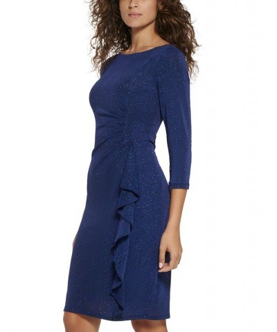 Women's Boat-Neck 3/4-Sleeve Sheath Dress Navy $37.92 Dresses