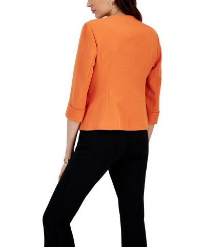 Petite Open-Front 3/4-Sleeve Blazer Orange $37.06 Jackets