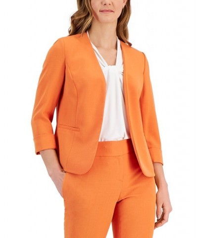 Petite Open-Front 3/4-Sleeve Blazer Orange $37.06 Jackets