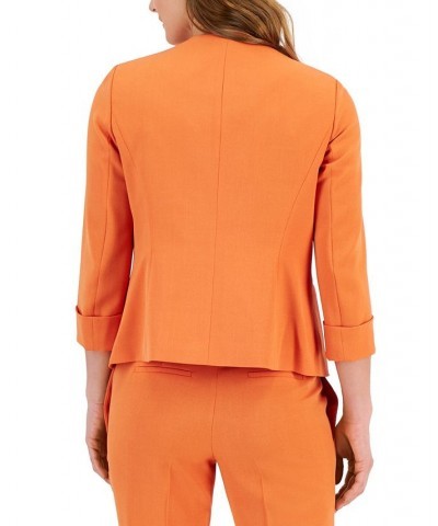 Petite Open-Front 3/4-Sleeve Blazer Orange $37.06 Jackets