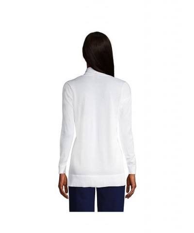 Women's Tall Cotton Open Long Cardigan Sweater White $35.98 Sweaters
