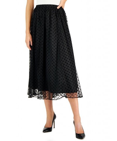 Women's Flocked-Dot Midi Skirt Anne Black/anne Black $44.57 Skirts