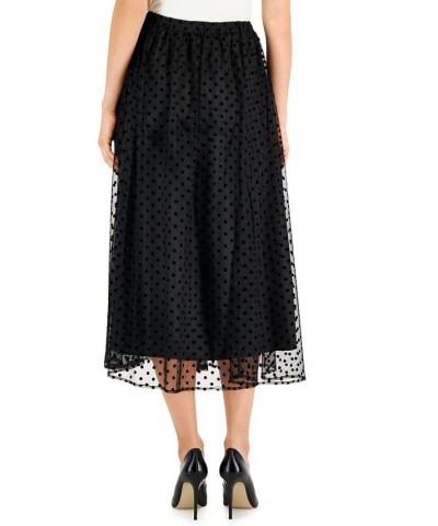 Women's Flocked-Dot Midi Skirt Anne Black/anne Black $44.57 Skirts