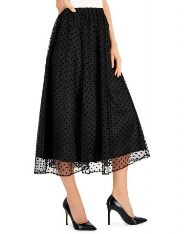 Women's Flocked-Dot Midi Skirt Anne Black/anne Black $44.57 Skirts