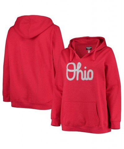Women's Scarlet Ohio State Buckeyes Plus Size Notch Neck Team Pullover Hoodie Scarlet $32.90 Sweatshirts