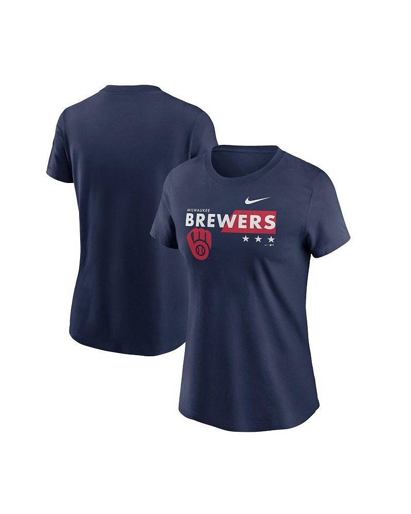 Women's Navy Milwaukee Brewers Americana T-shirt Navy $26.99 Tops