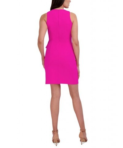 Women's Ruffle-Front Sleeveless Sheath Dress Fuchsia $52.36 Dresses