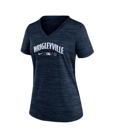 Women's Navy Chicago Cubs 2021 MLB City Connect Velocity Space-Dye Performance V-Neck T-shirt Navy $18.71 Tops