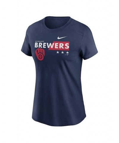 Women's Navy Milwaukee Brewers Americana T-shirt Navy $26.99 Tops