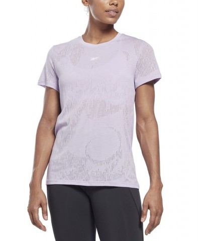 Women's Burnout Logo Crewneck T-Shirt Purple $17.00 Tops