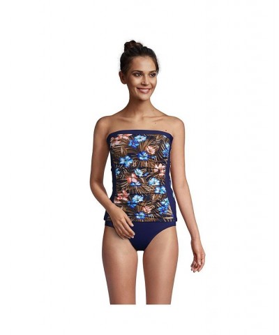 Women's Bandeau Tankini Swimsuit Top with Removable Adjustable Straps Deep sea navy tropic palm $47.40 Swimsuits