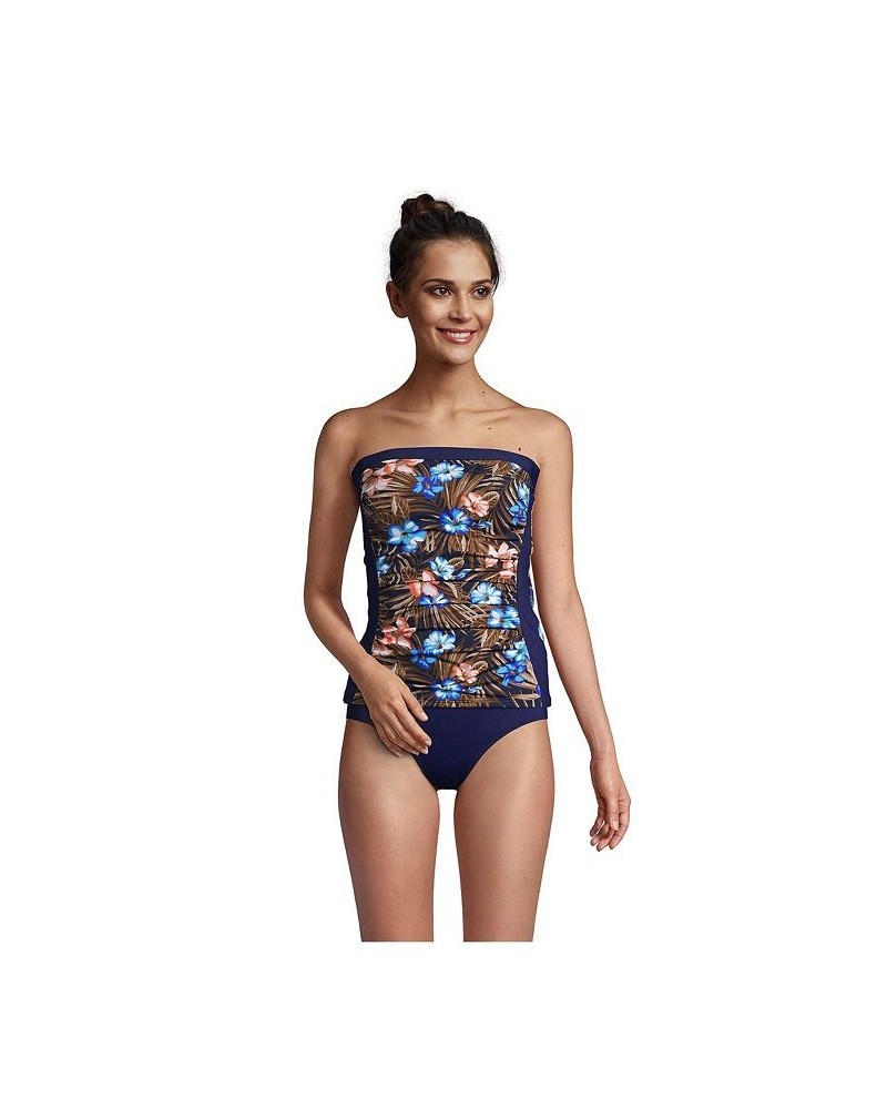 Women's Bandeau Tankini Swimsuit Top with Removable Adjustable Straps Deep sea navy tropic palm $47.40 Swimsuits