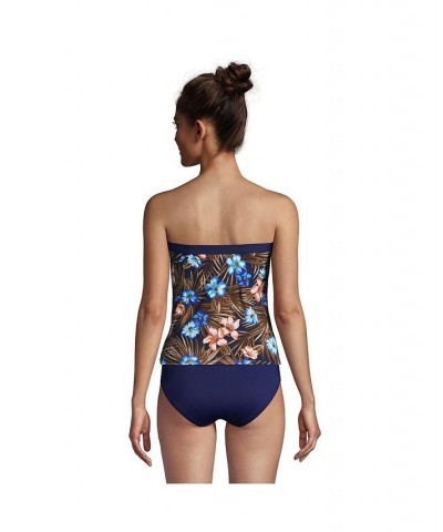 Women's Bandeau Tankini Swimsuit Top with Removable Adjustable Straps Deep sea navy tropic palm $47.40 Swimsuits