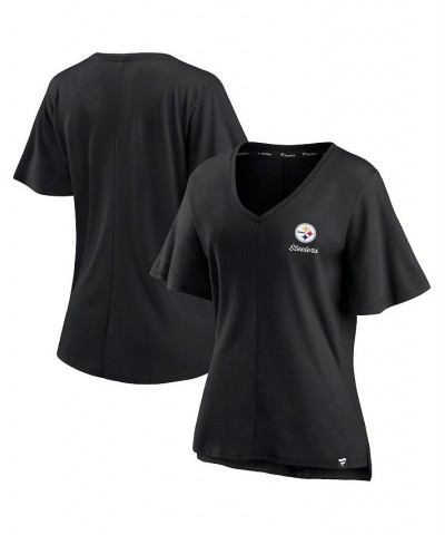 Women's Branded Black Pittsburgh Steelers Southpaw Flutter V-Neck T-shirt Black $21.50 T-Shirts